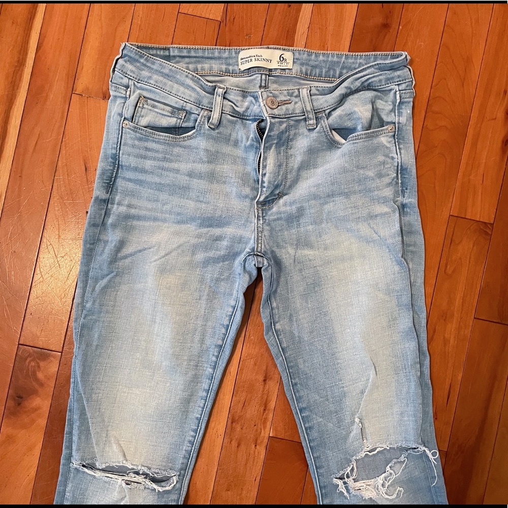 Abercrombie light wash ripped jeans